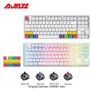 AJAZZ K870T 87 Keys Wireless Mechanical Keyboard Blue/Red Switch White
